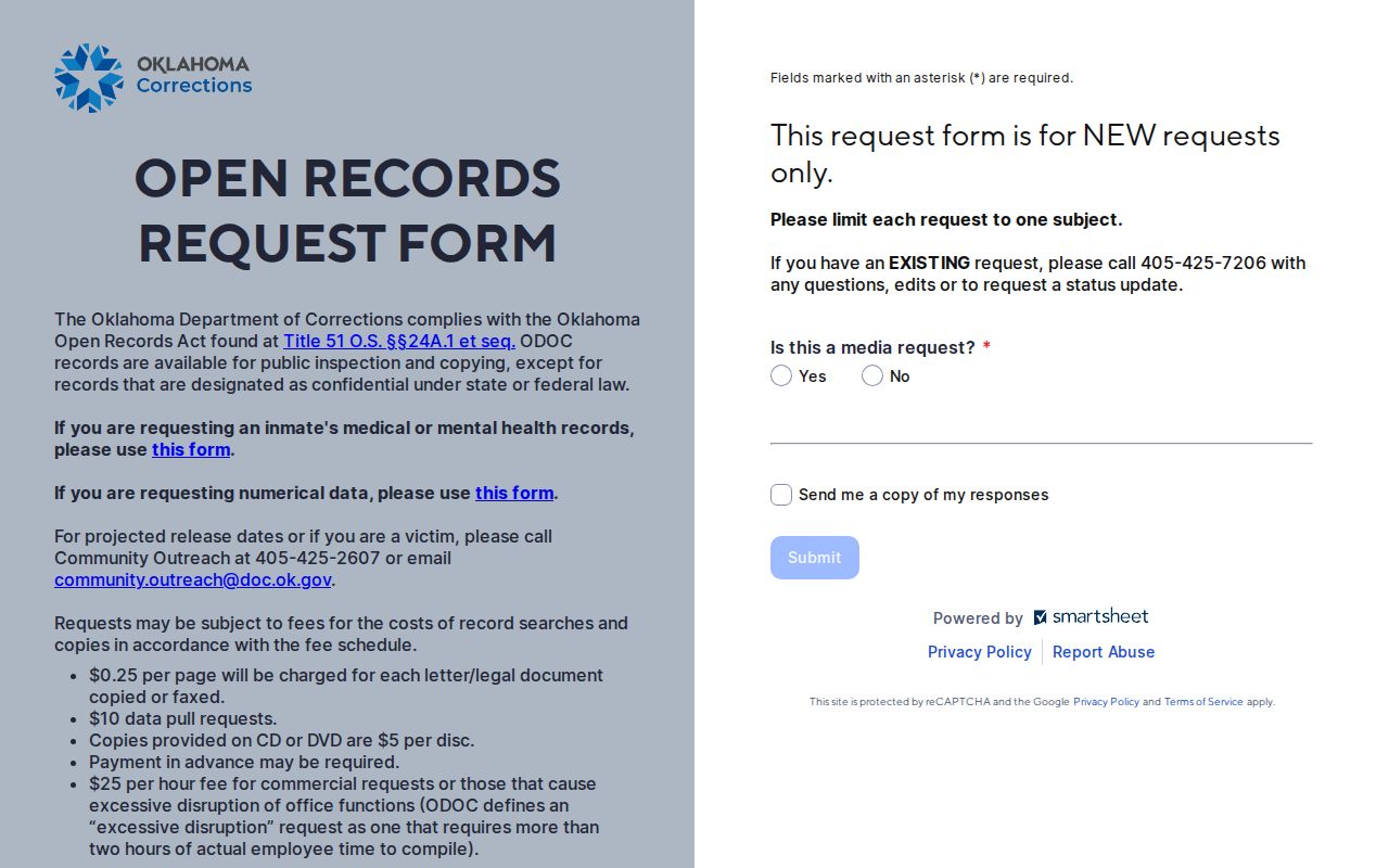 Kay County 72-hour release fallback through ODOC Open Records