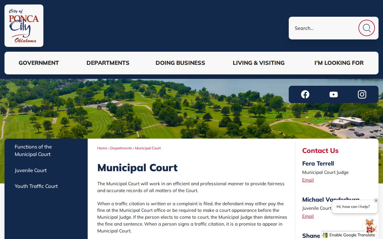 Official Ponca City Municipal Court page